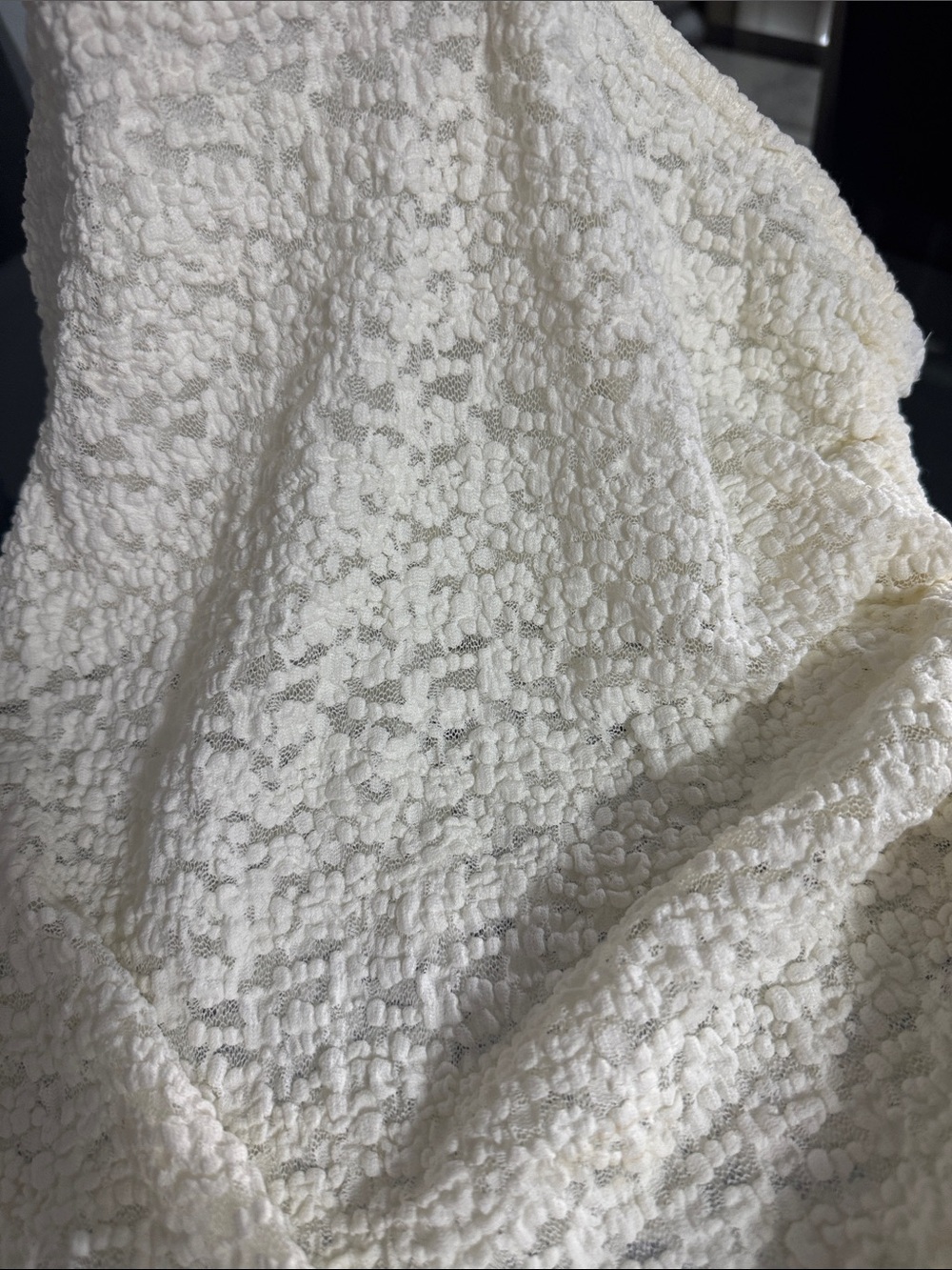 Women's Cream Textured Drawstring strapless Top - Picture 3 of 4